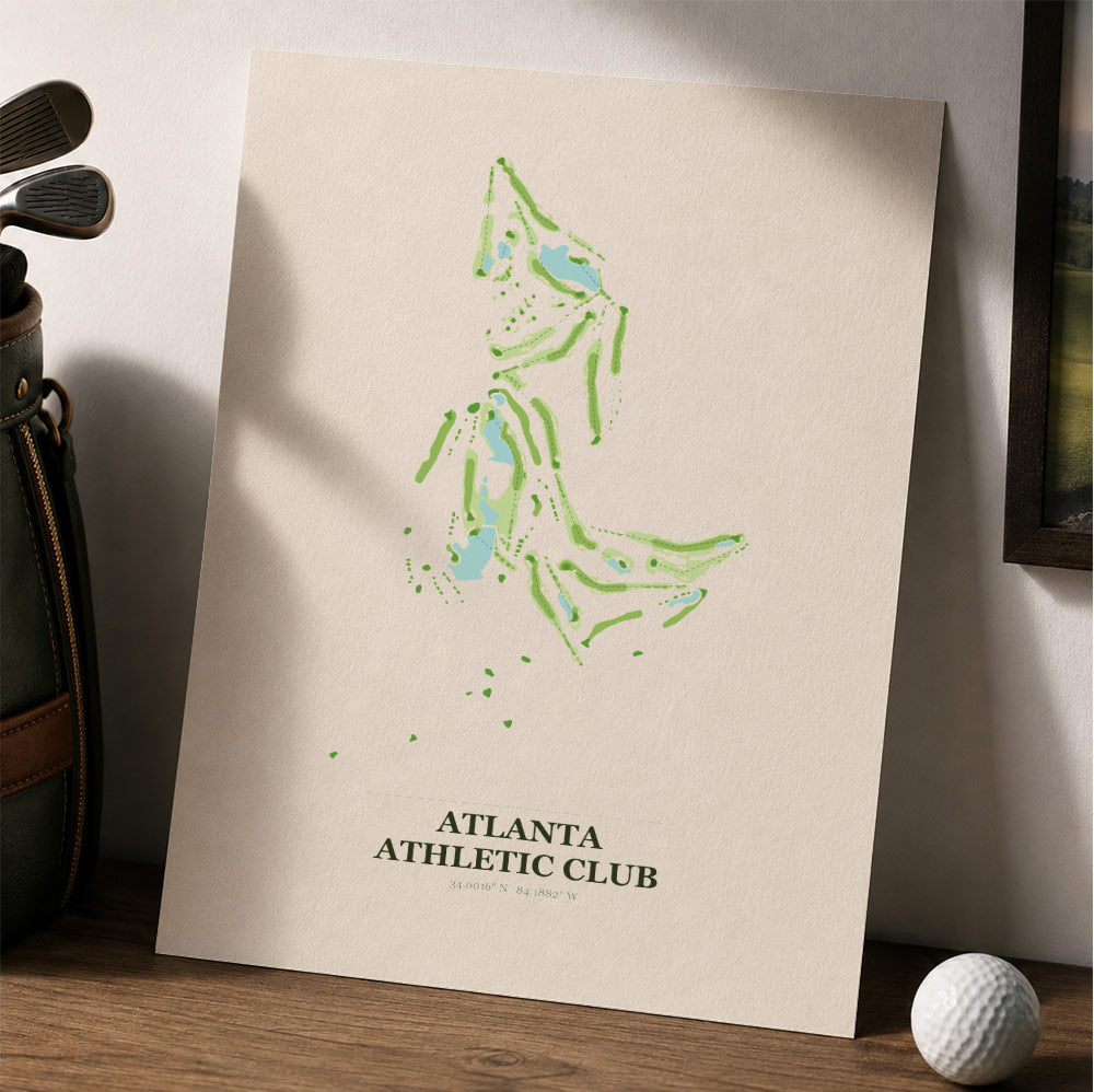 Atlanta Athletic Club Golf Course Map Print Poster | Georgia USA Golf Wall Art