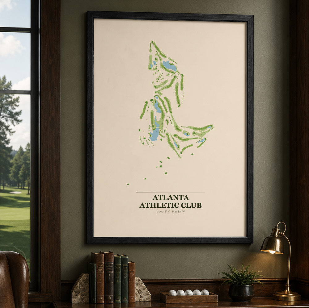 Atlanta Athletic Club Golf Course Map Print Poster | Georgia USA Golf Wall Art