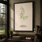 Atlanta Athletic Club Golf Course Map Print Poster | Georgia USA Golf Wall Art