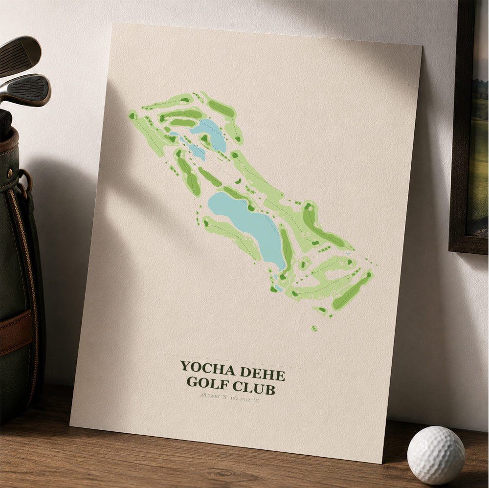 Yocha Dehe Golf Course Map Print Poster | California USA Golf Wall Art
