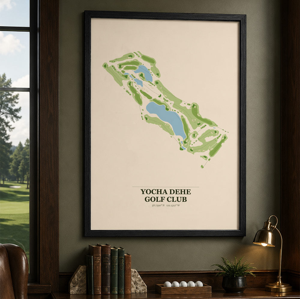 Yocha Dehe Golf Course Map Print Poster | California USA Golf Wall Art