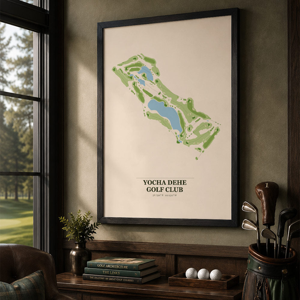 Yocha Dehe Golf Course Map Print Poster | California USA Golf Wall Art