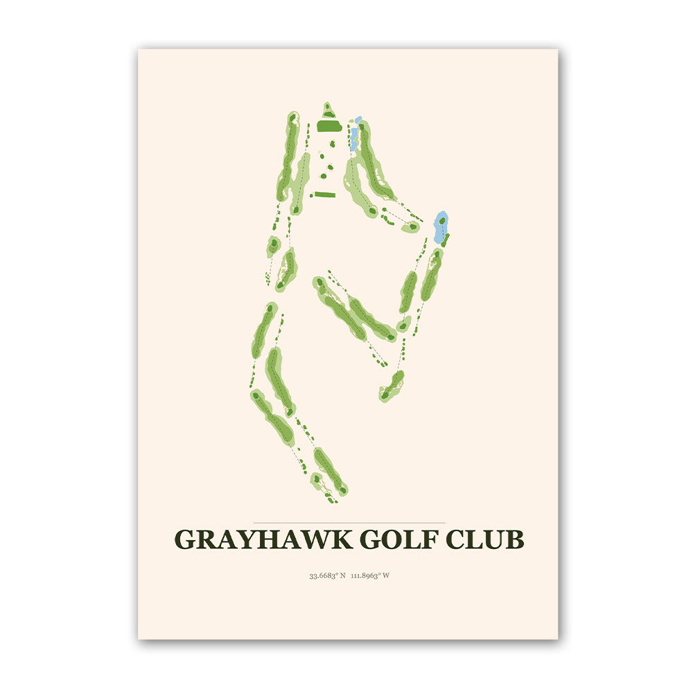 Grayhawk golf course map print poster, Arizona USA golf wall art