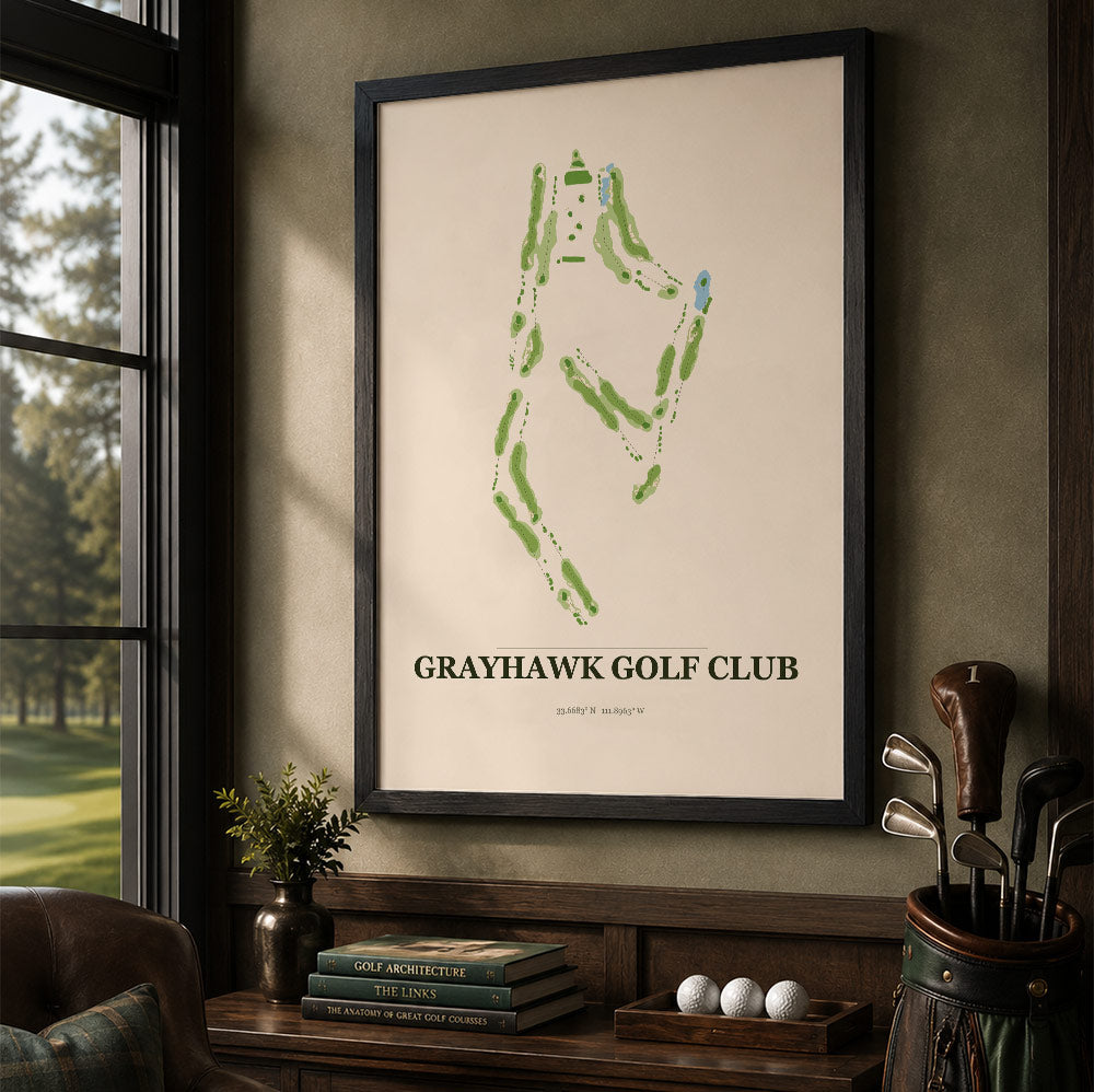 Grayhawk Golf Course Map Print Poster | Arizona USA Golf Wall Art