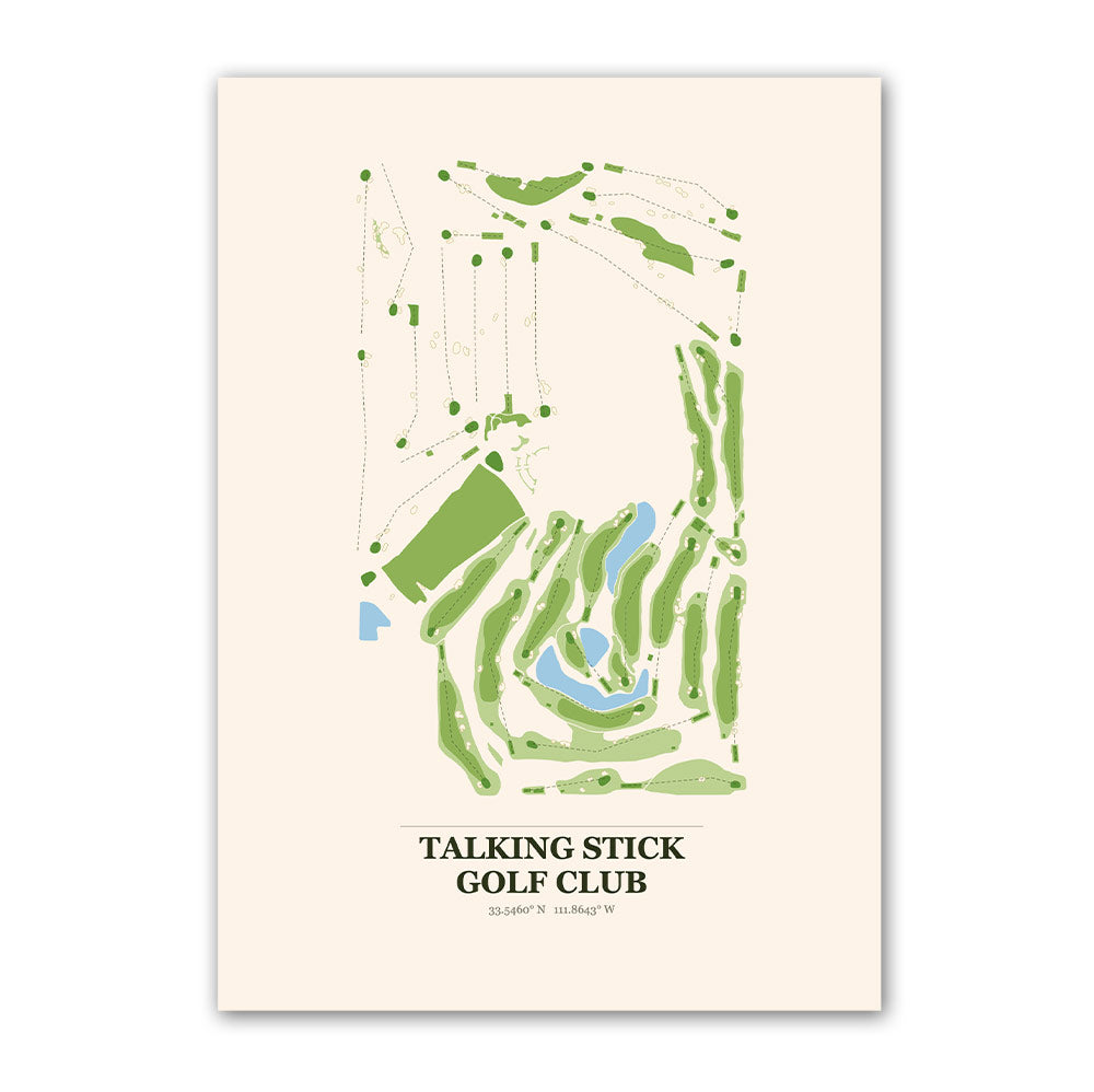 Talking Stick golf course map print poster, Arizona USA golf wall art