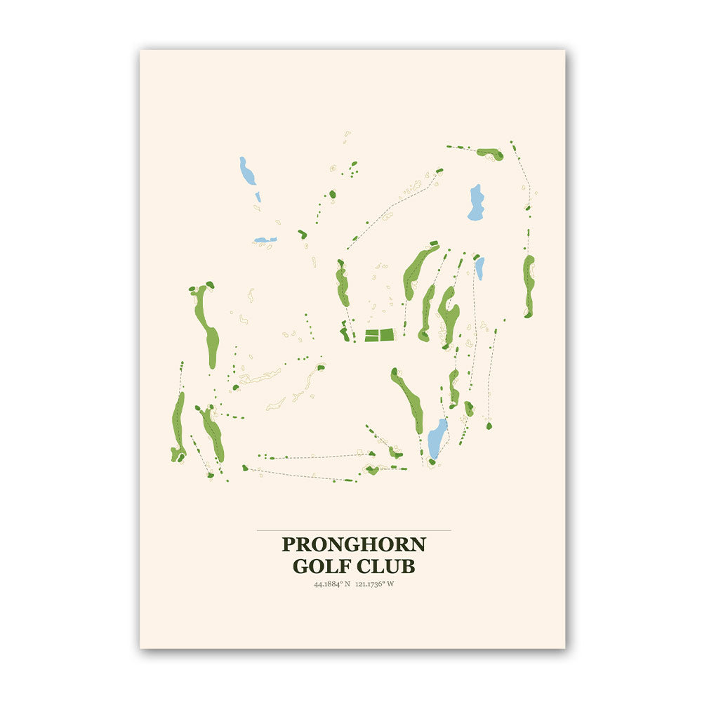 Pronghorn golf course map print poster, Colorado USA golf wall art