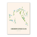 Crosswater Club golf course map print poster, California USA golf wall art
