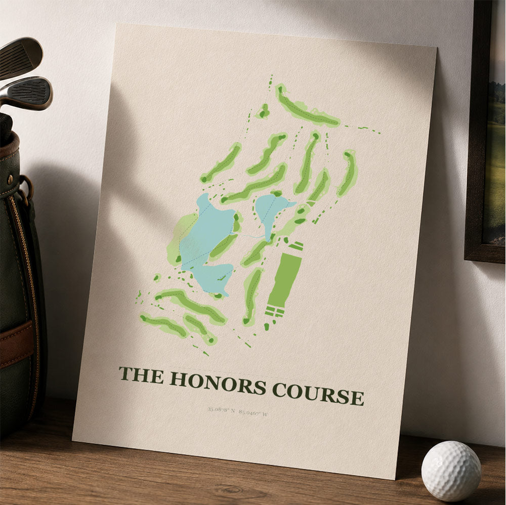 The Honors Golf Course Map Print Poster | Tennessee USA Golf Wall Art