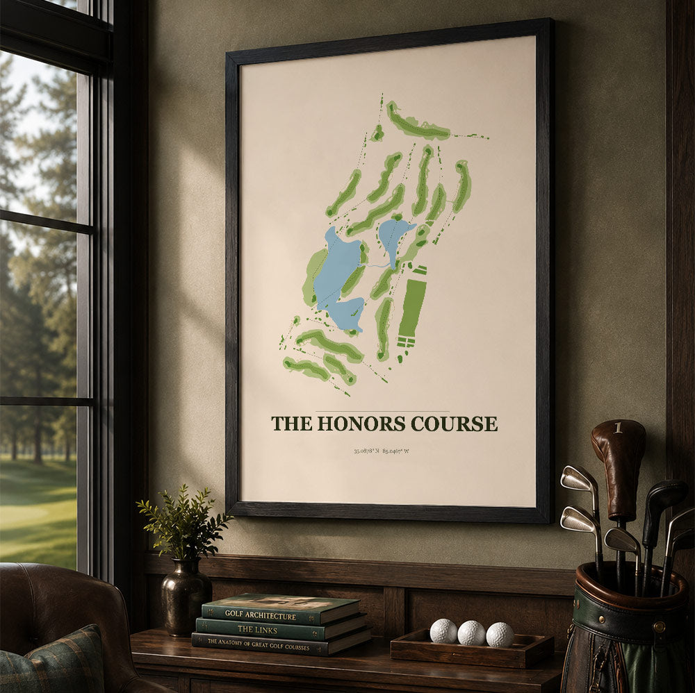 The Honors Golf Course Map Print Poster | Tennessee USA Golf Wall Art