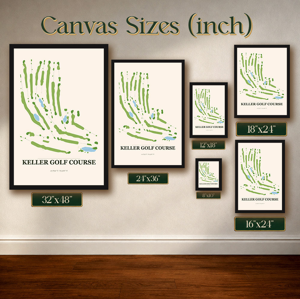 Keller Golf Course Map Print Poster | Illinois USA Golf Wall Art