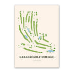 Keller golf course map print poster, Illinois USA golf wall art