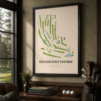 Keller Golf Course Map Print Poster | Illinois USA Golf Wall Art
