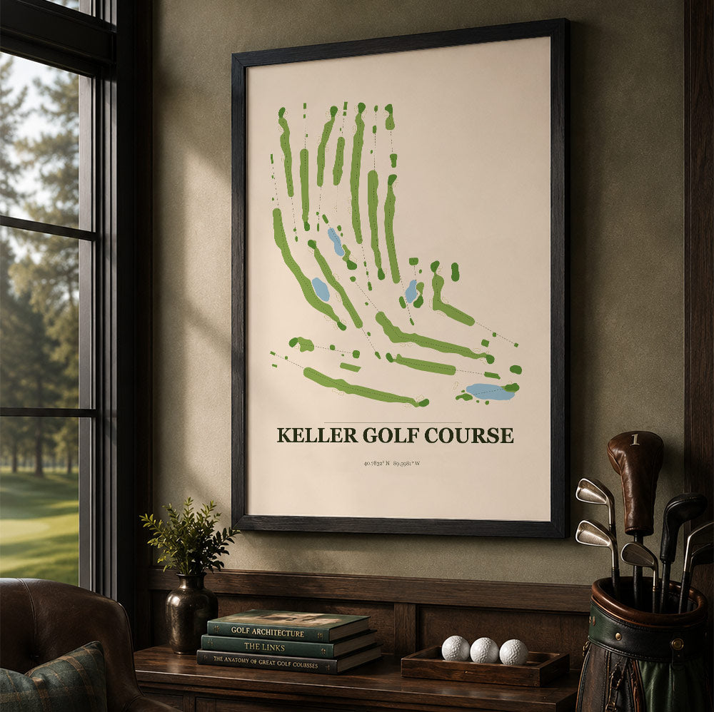 Keller Golf Course Map Print Poster | Illinois USA Golf Wall Art