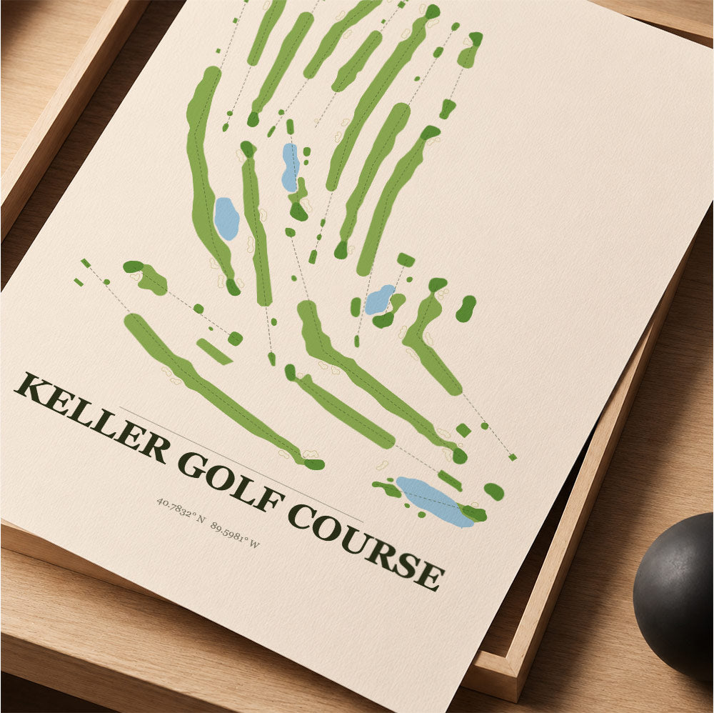 Keller Golf Course Map Print Poster | Illinois USA Golf Wall Art