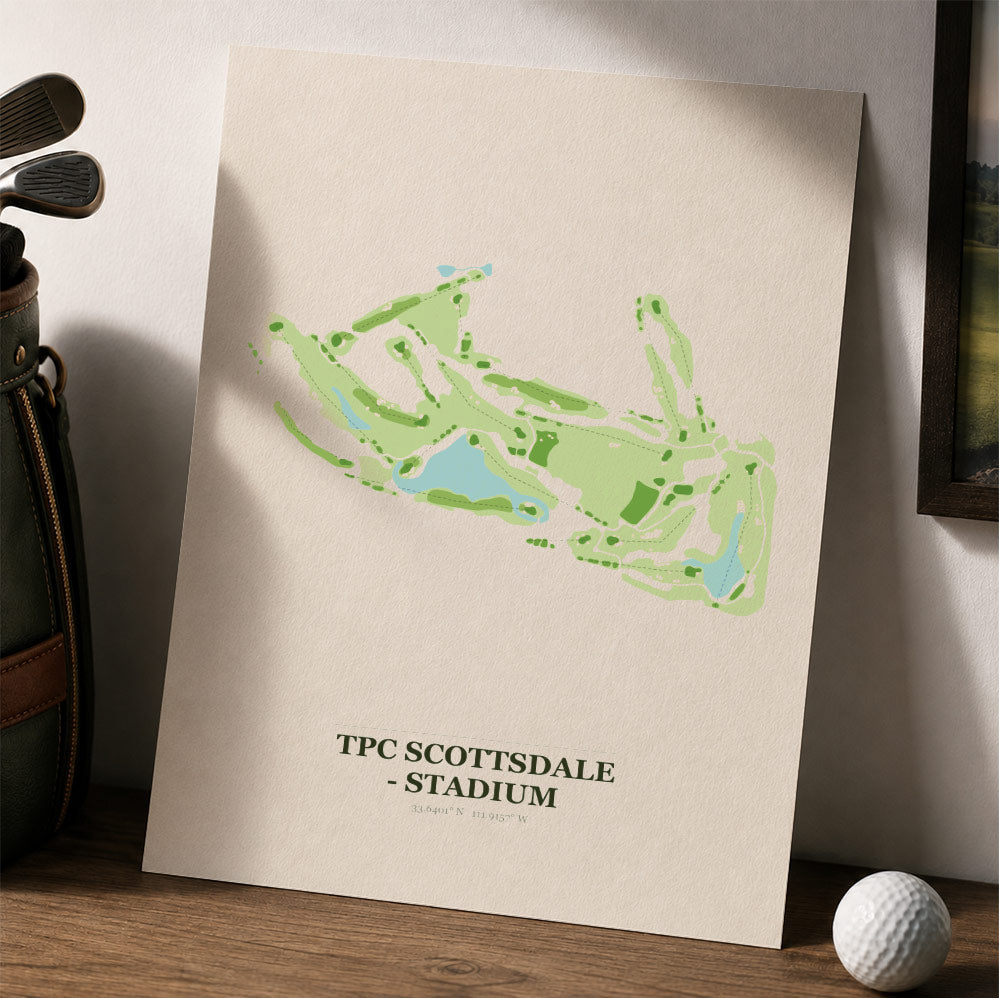 TPC Scottsdale - Stadium Golf Course Map Print Poster | Arizona USA Golf Wall Art