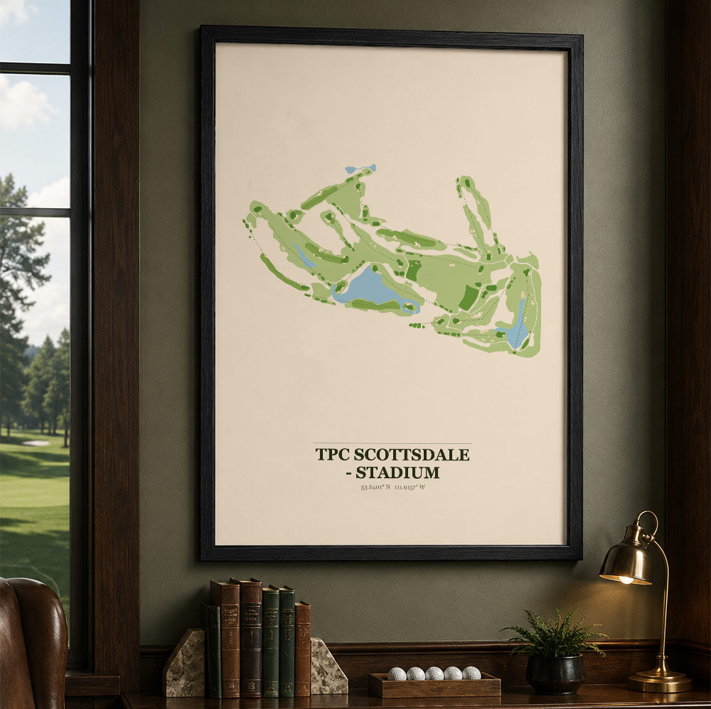 TPC Scottsdale - Stadium Golf Course Map Print Poster | Arizona USA Golf Wall Art