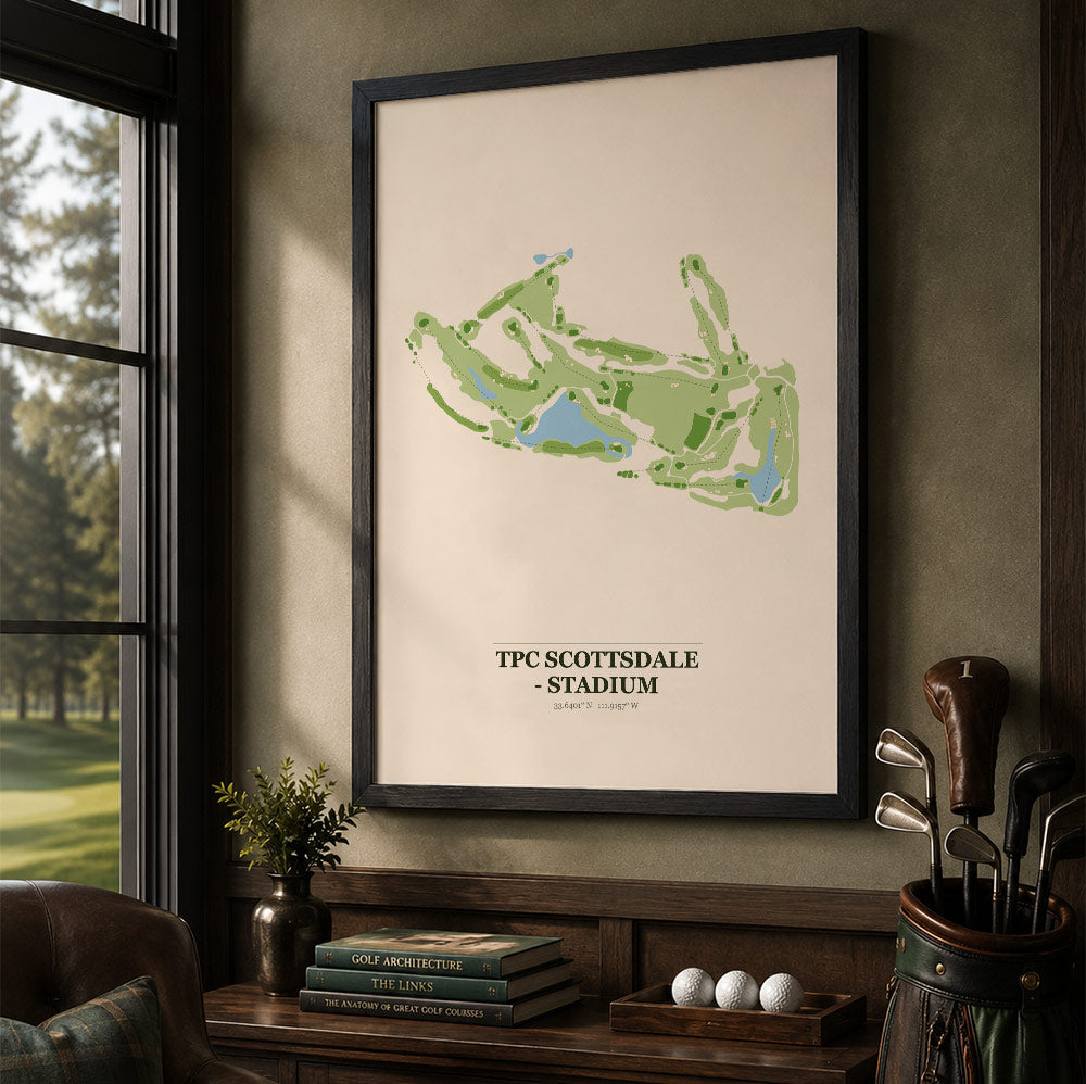 TPC Scottsdale - Stadium Golf Course Map Print Poster | Arizona USA Golf Wall Art