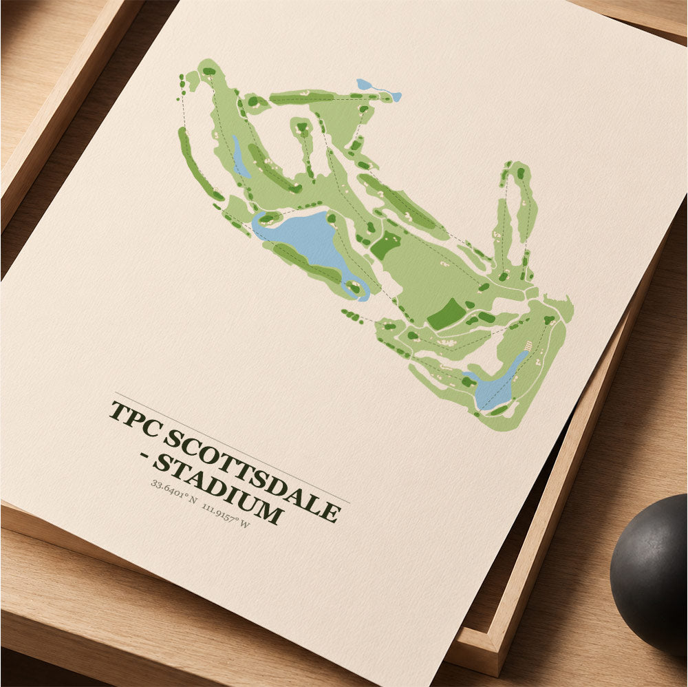 TPC Scottsdale - Stadium Golf Course Map Print Poster | Arizona USA Golf Wall Art