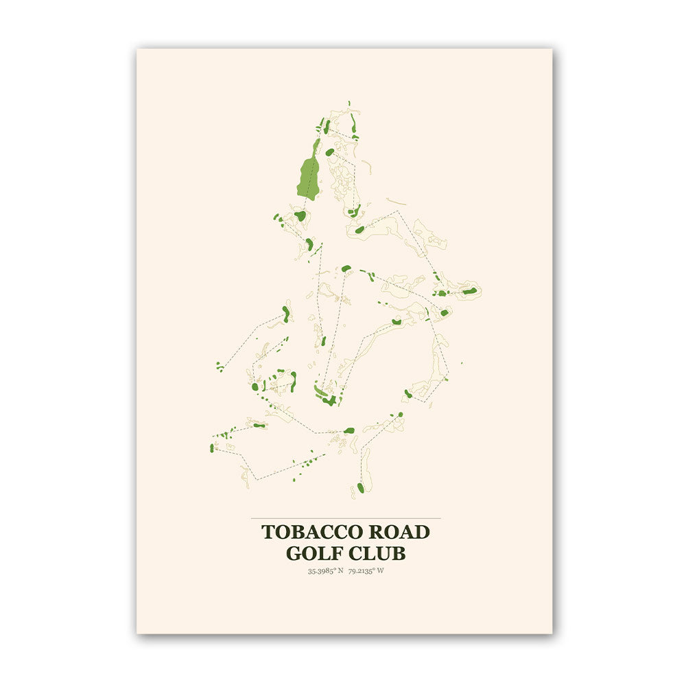 Tobacco Road golf course map print poster, North Carolina USA golf wall art