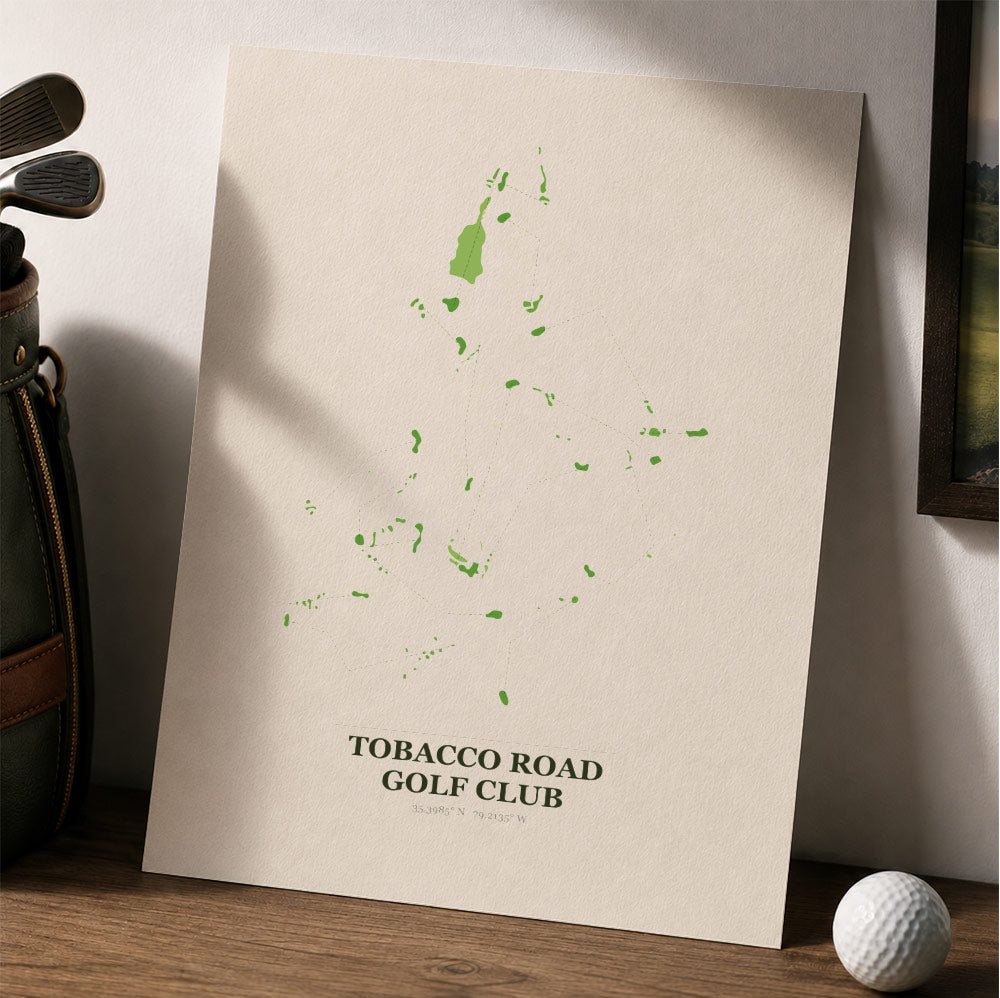 Tobacco Road Golf Course Map Print Poster | North Carolina USA Golf Wall Art