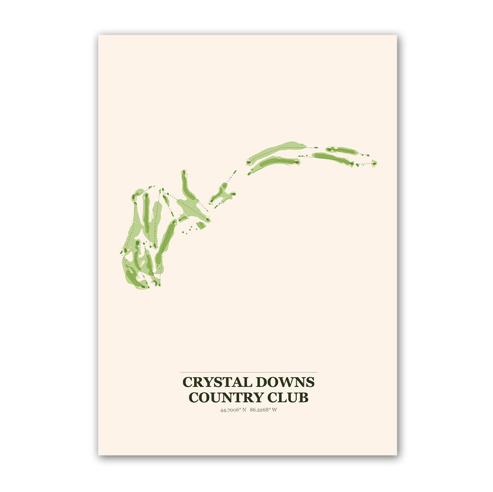 Crystal Downs Country Club golf course map print poster, Michigan USA golf wall art