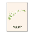 Crystal Downs Country Club golf course map print poster, Michigan USA golf wall art