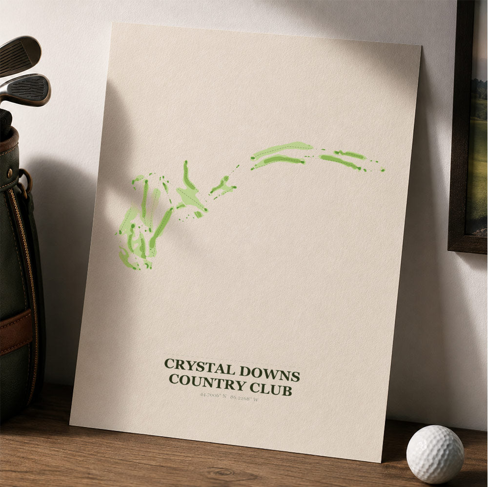 Crystal Downs Country Club Golf Course Map Print Poster | Michigan USA Golf Wall Art