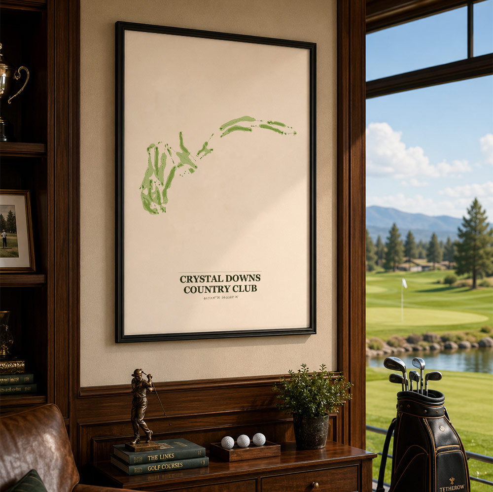 Crystal Downs Country Club Golf Course Map Print Poster | Michigan USA Golf Wall Art