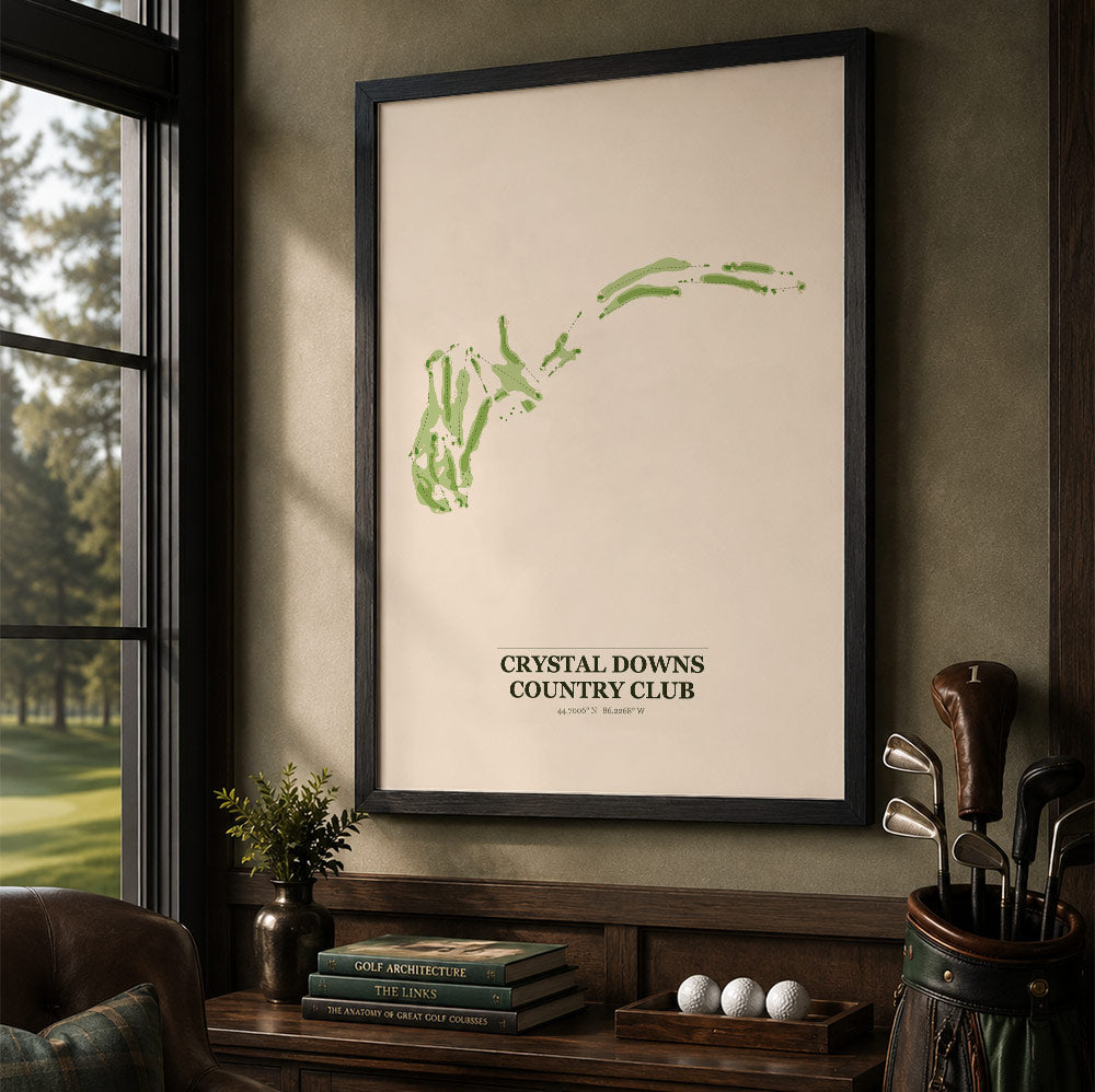 Crystal Downs Country Club Golf Course Map Print Poster | Michigan USA Golf Wall Art