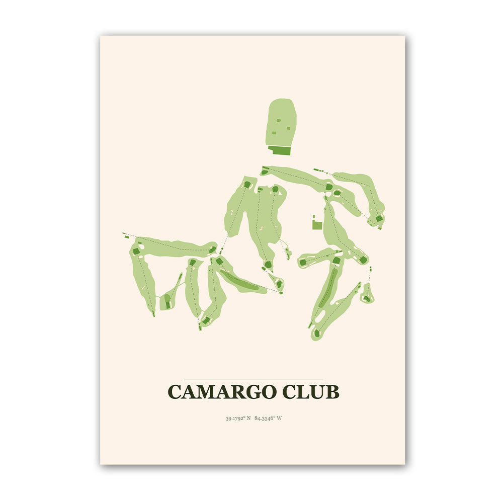Camargo Club golf course map print poster, Ohio USA golf wall art