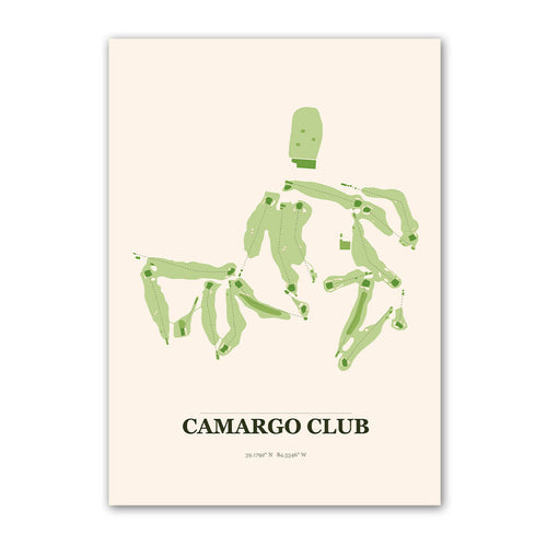 Camargo Club golf course map print poster, Ohio USA golf wall art