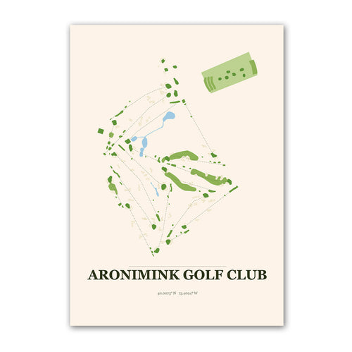 Aronimink golf course map print poster, Pennsylvania USA golf wall art