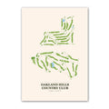 Oakland Hills Country Club golf course map print poster, Michigan USA golf wall art