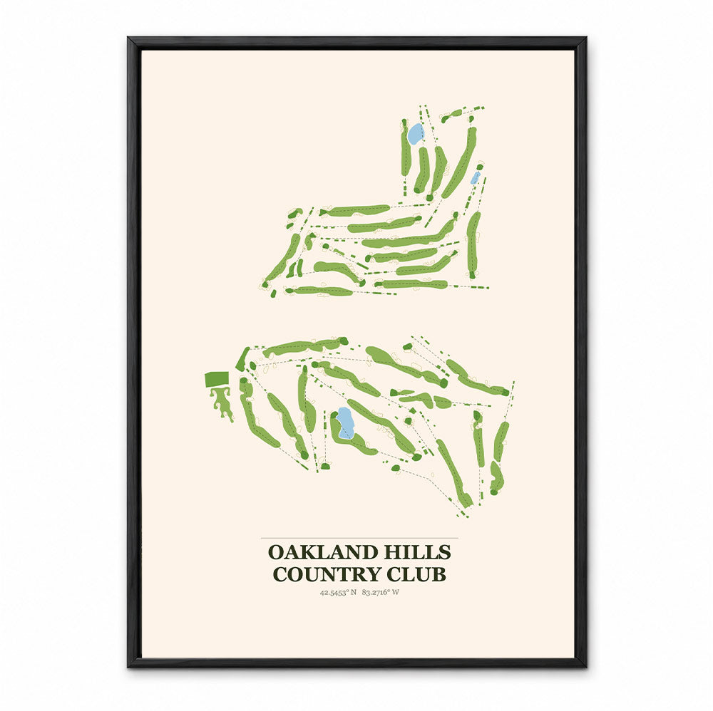 Oakland Hills Country Club course map in Michigan USA