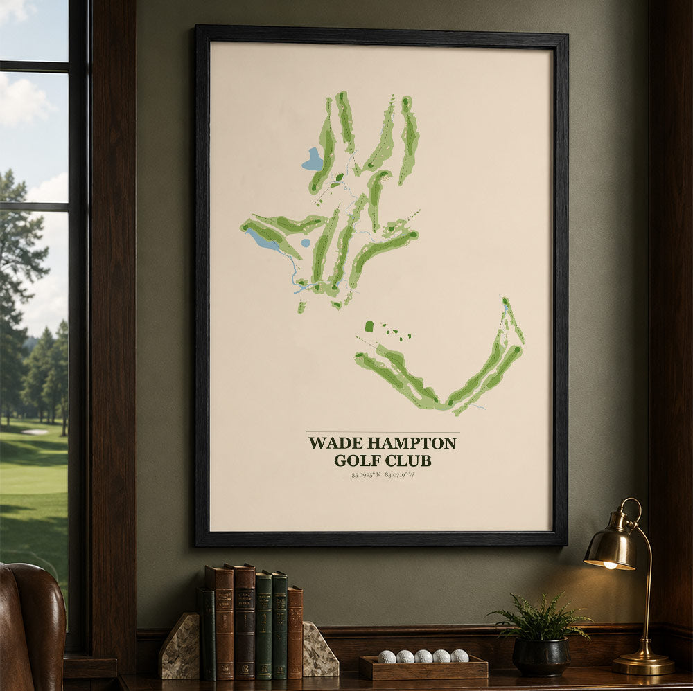 Wade Hampton Golf Course Map Print Poster | North Carolina USA Golf Wall Art