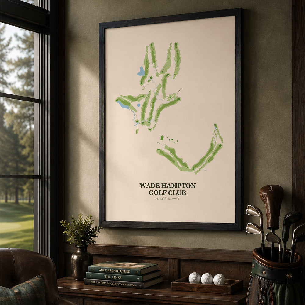 Wade Hampton Golf Course Map Print Poster | North Carolina USA Golf Wall Art