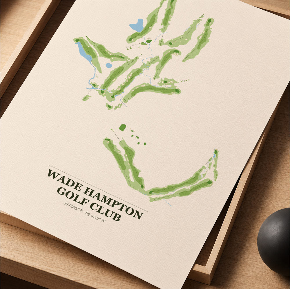 Wade Hampton Golf Course Map Print Poster | North Carolina USA Golf Wall Art