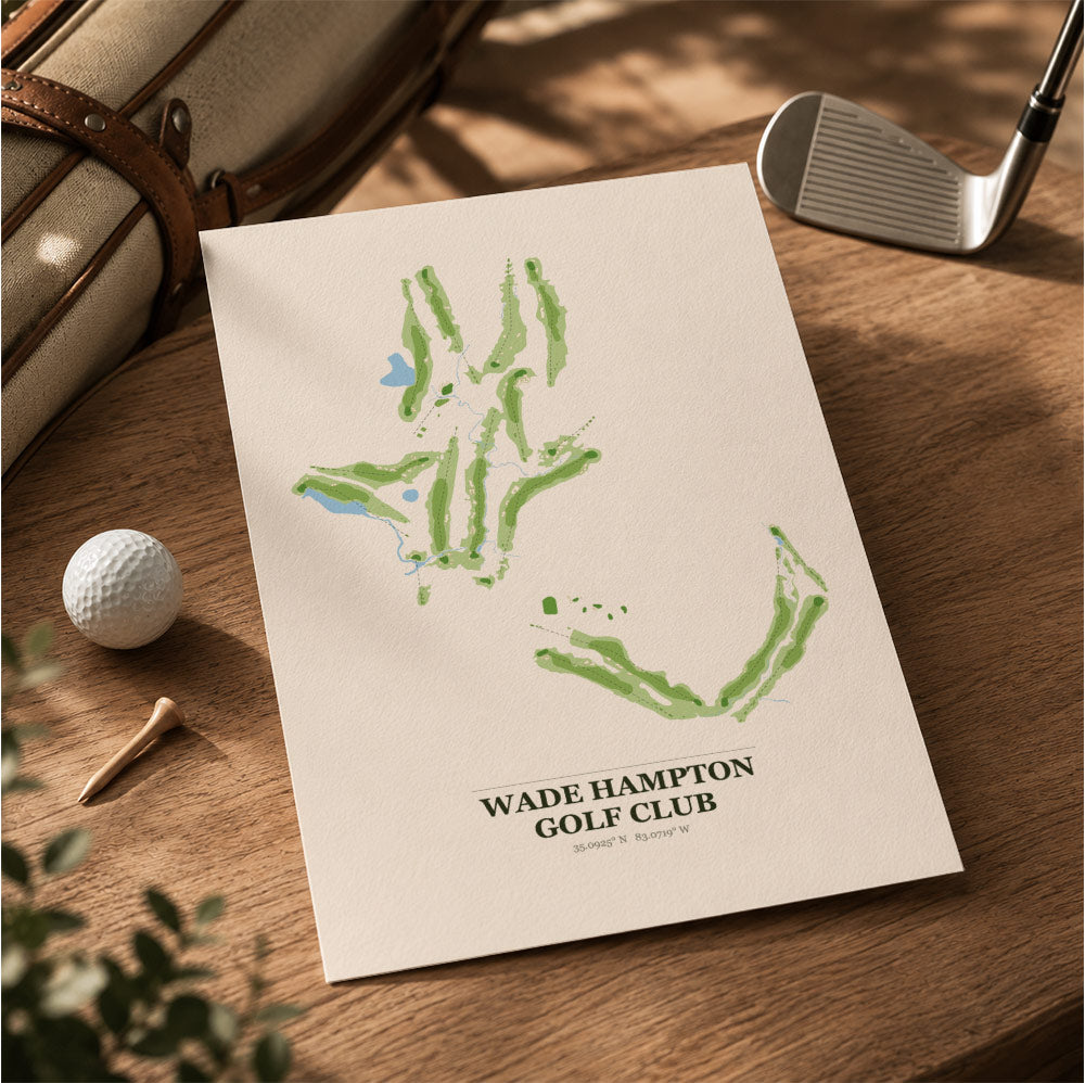 Wade Hampton Golf Course Map Print Poster | North Carolina USA Golf Wall Art