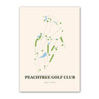 Peachtree golf course map print poster, Georgia USA golf wall art