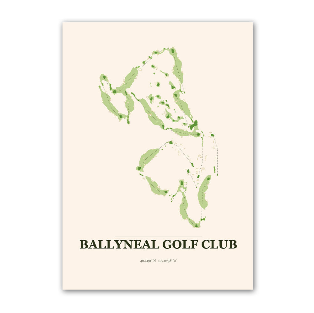 Ballyneal golf course map print poster, Colorado USA golf wall art