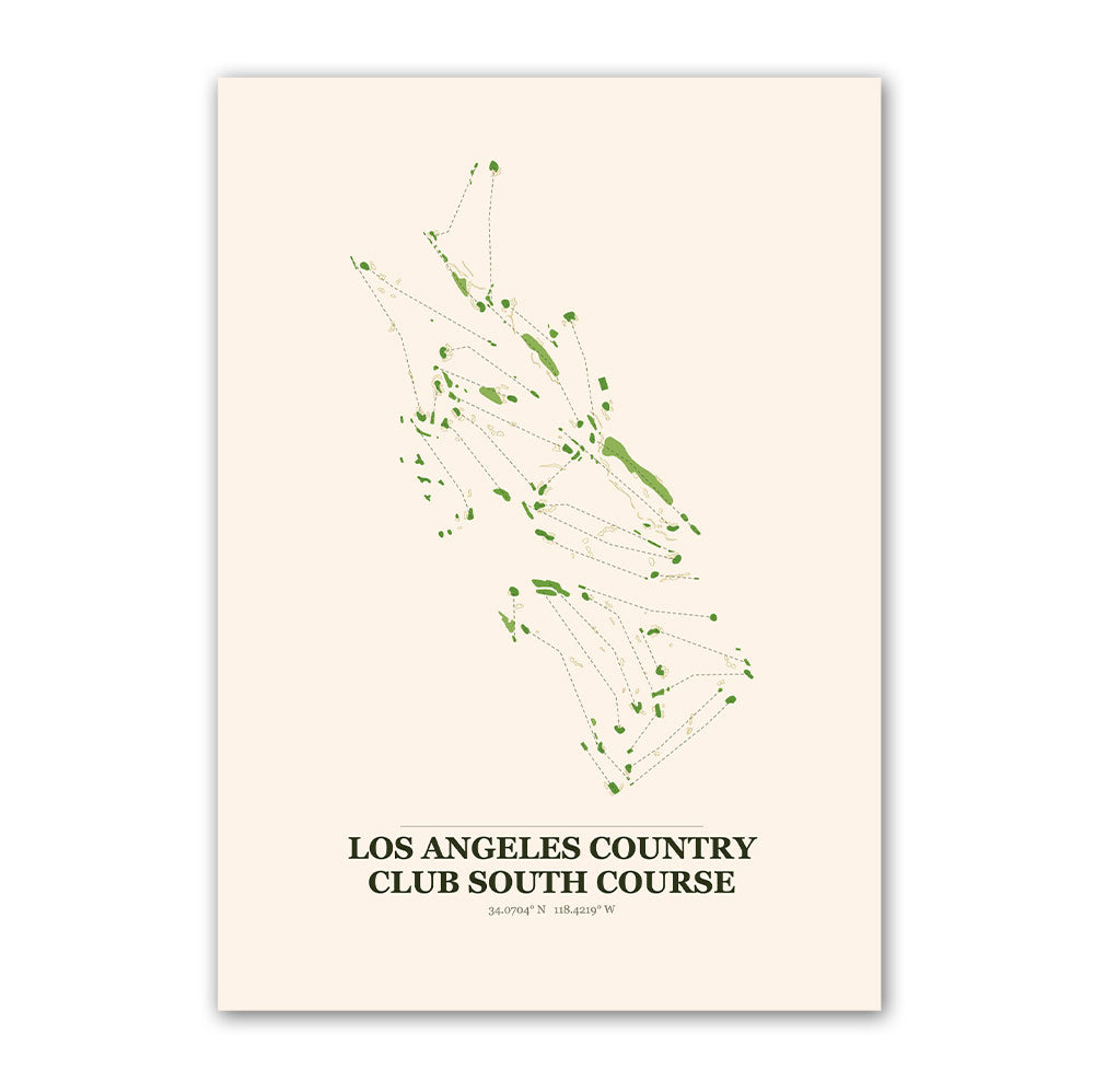 Los Angeles Country Club South golf course map print poster, California USA golf wall art