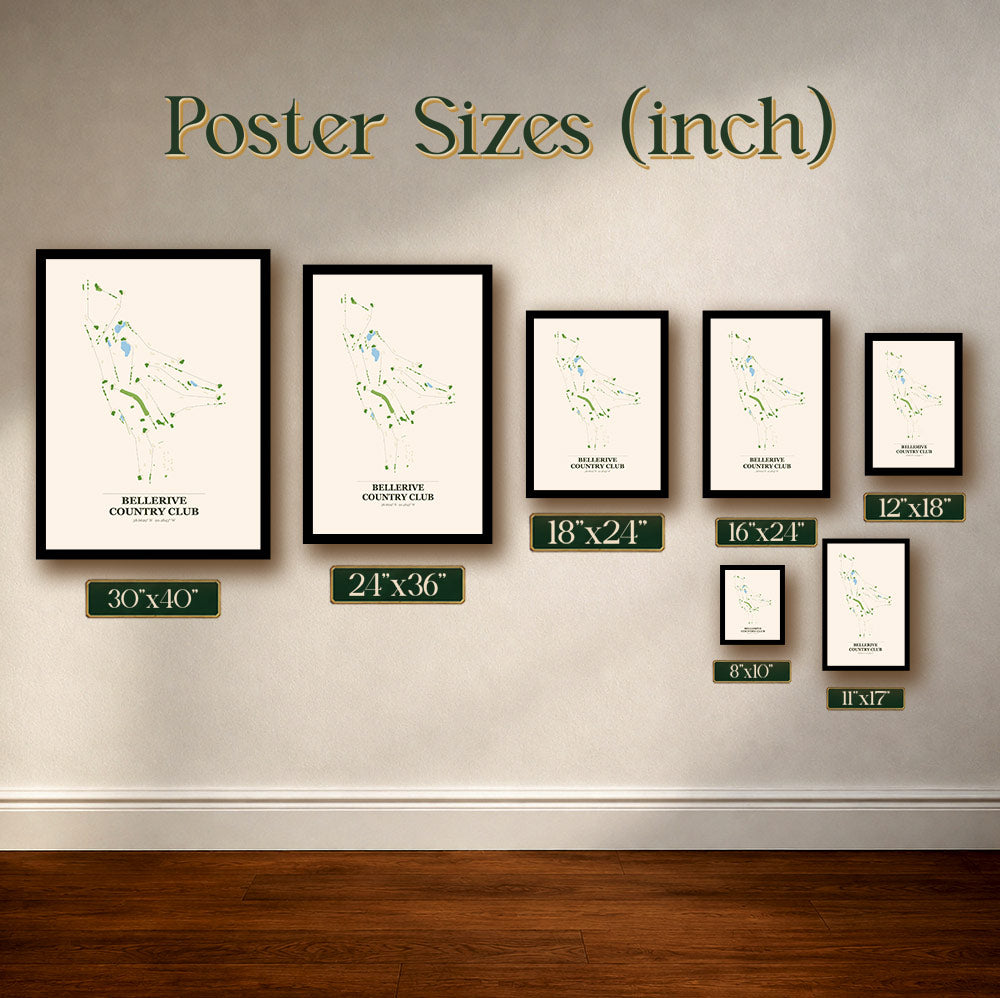 Bellerive Country Club Golf Course Map Print Poster | Missouri USA Golf Wall Art