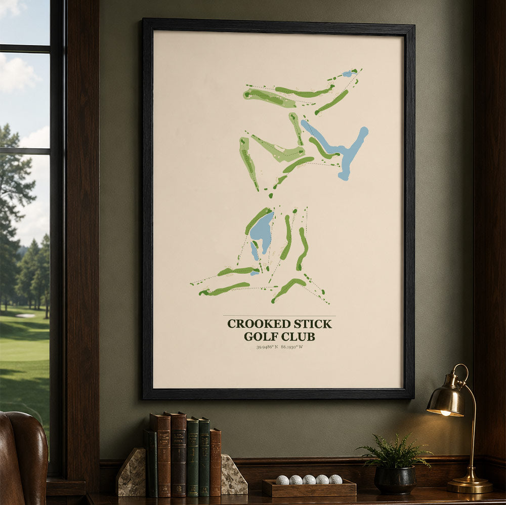Crooked Stick Golf Course Map Print Poster | Indiana USA Golf Wall Art