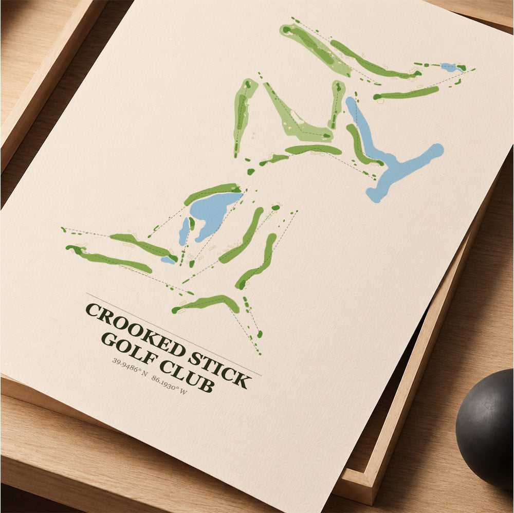 Crooked Stick Golf Course Map Print Poster | Indiana USA Golf Wall Art