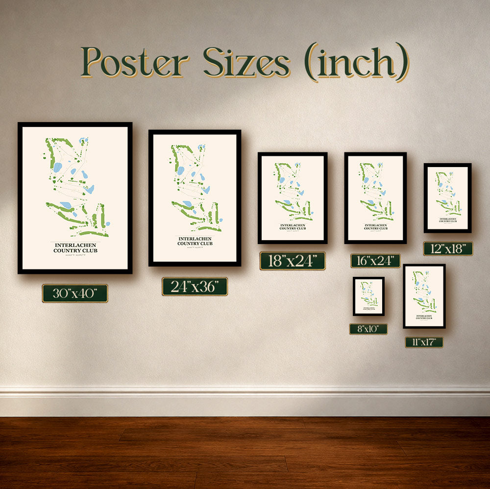 Interlachen Country Club Golf Course Map Print Poster | Minnesota USA Golf Wall Art