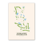 Interlachen Country Club golf course map print poster, Minnesota USA golf wall art