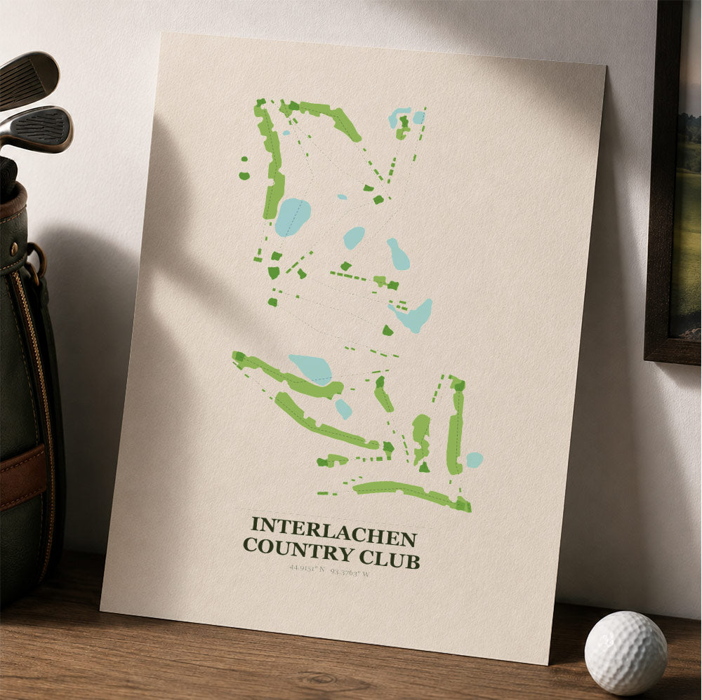 Interlachen Country Club Golf Course Map Print Poster | Minnesota USA Golf Wall Art