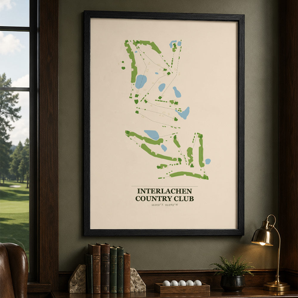 Interlachen Country Club Golf Course Map Print Poster | Minnesota USA Golf Wall Art