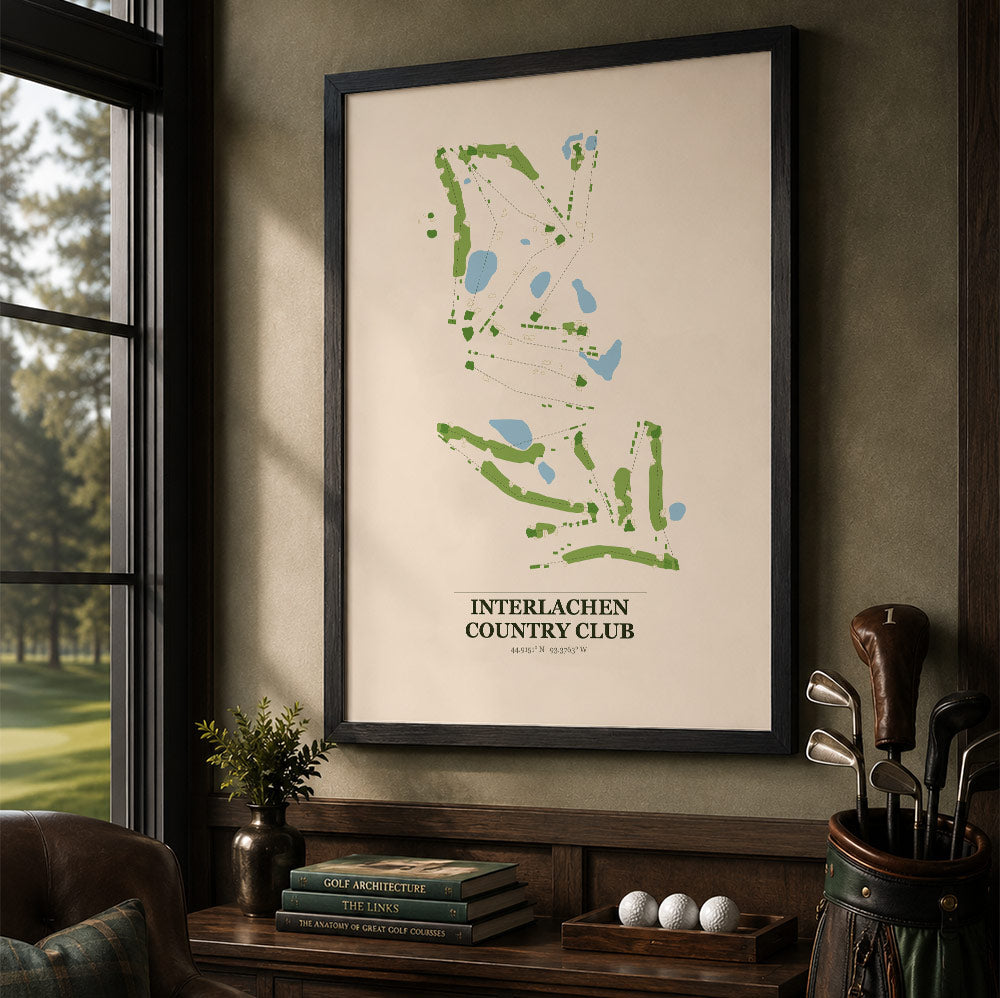 Interlachen Country Club Golf Course Map Print Poster | Minnesota USA Golf Wall Art