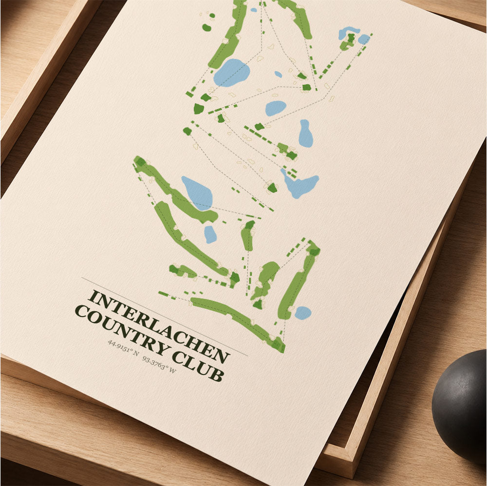Interlachen Country Club Golf Course Map Print Poster | Minnesota USA Golf Wall Art